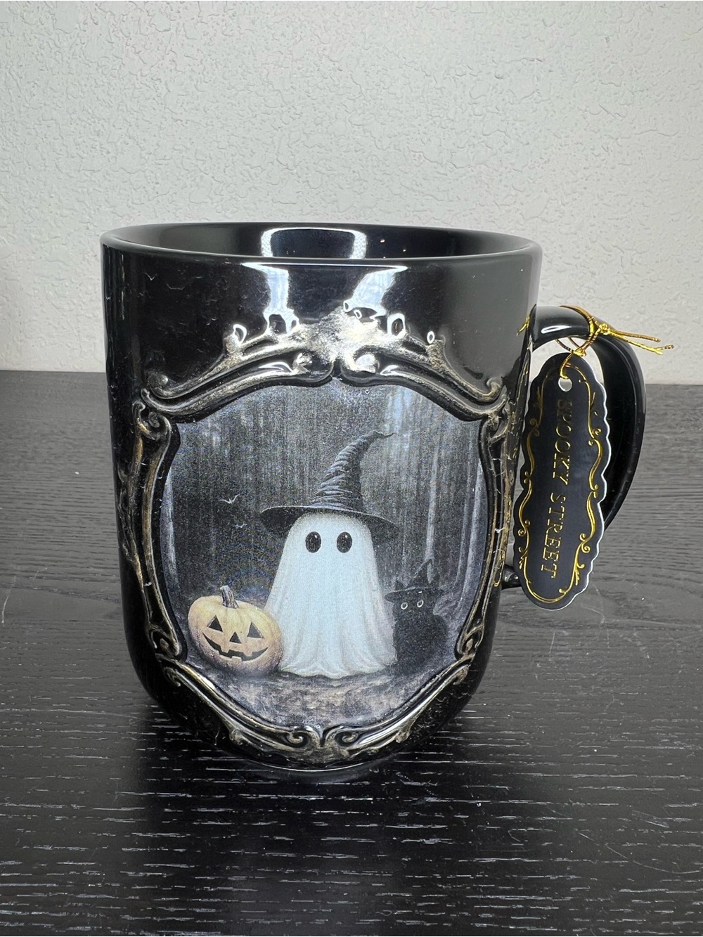 NEW Spooky Street Halloween Ghost Witch, Pumpkin, and Cat Coffee Mug